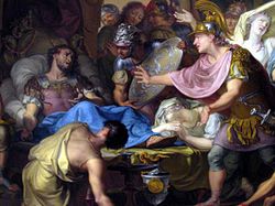 Relieve sobre la muerte de Epaminondas, por David d’Angers.